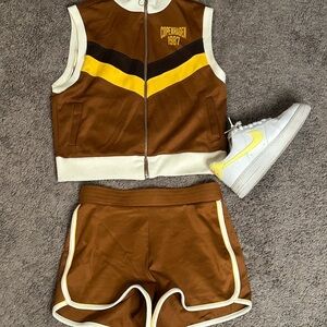 Brown and Yellow Zara Athletic Set